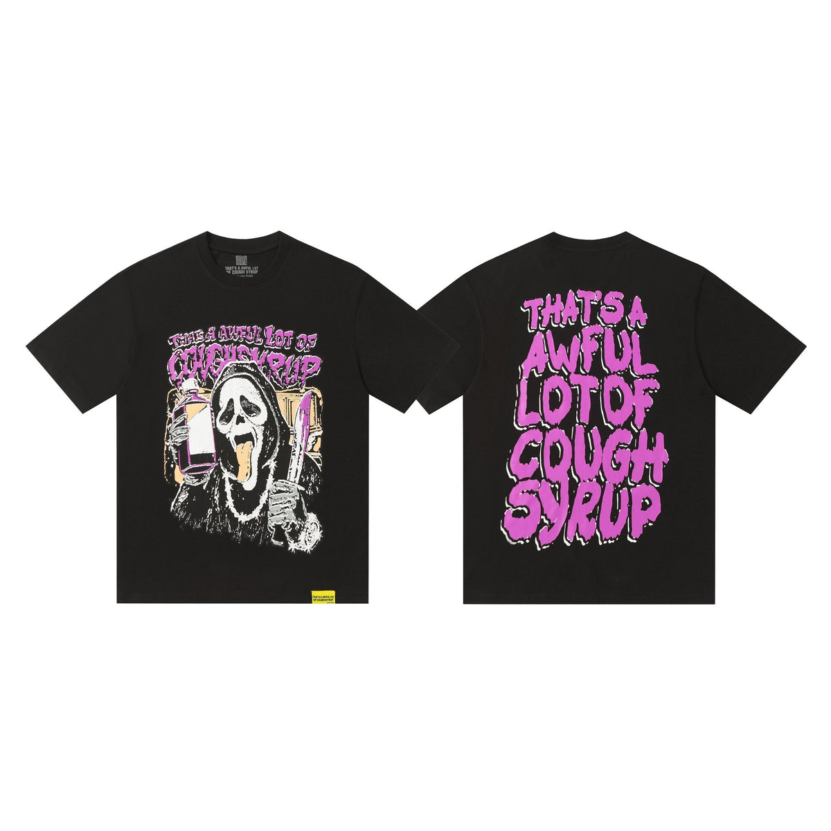 THAT'S A AWFUL LOT OF COUGH SYRUP Black Front & Back Graphic T-Shirt