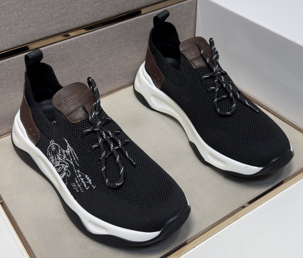 Berluti Black Mesh Lace-Up Sneakers