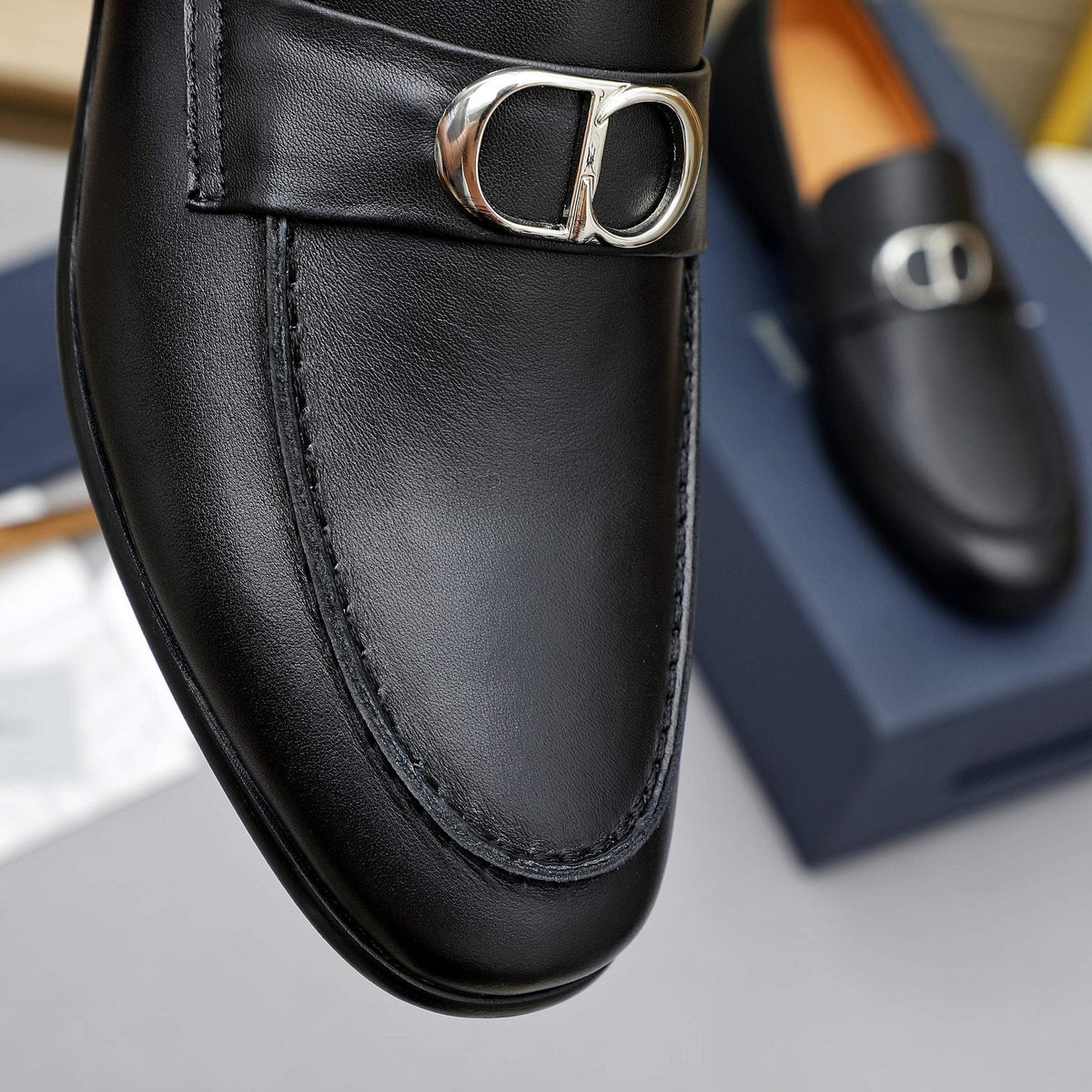 Dior Black Buckle Loafers