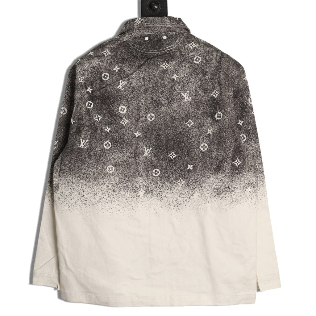 Louis Vuitton Galaxy-Style Monogram Gradient Denim Shirt Jacket - Charcoal and Cream